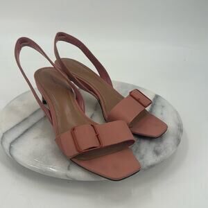 Charles & Keith pink buckle detail slingback square toe sandals